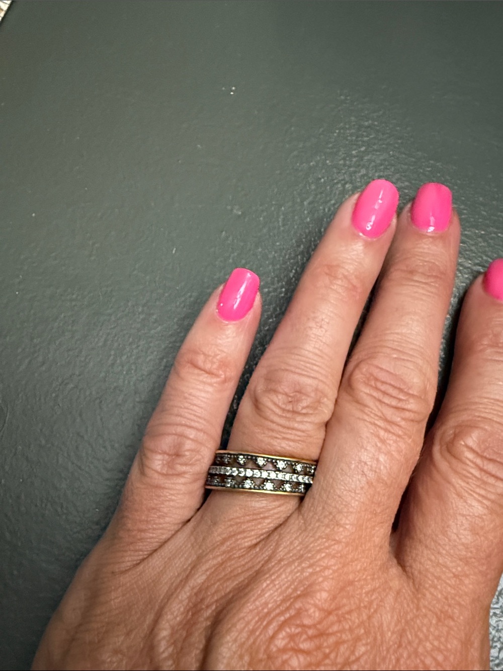 Freida Rothman Gold-Tone Cubic Zirconia Crown Band Ring - Pink Accent